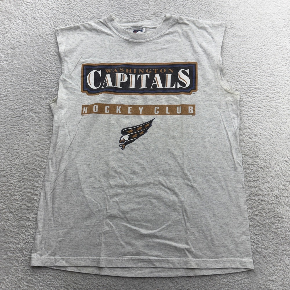 Vintage Washington Capitals Hockey Club Muscle Tee Gray CSA NHL Large USA Made